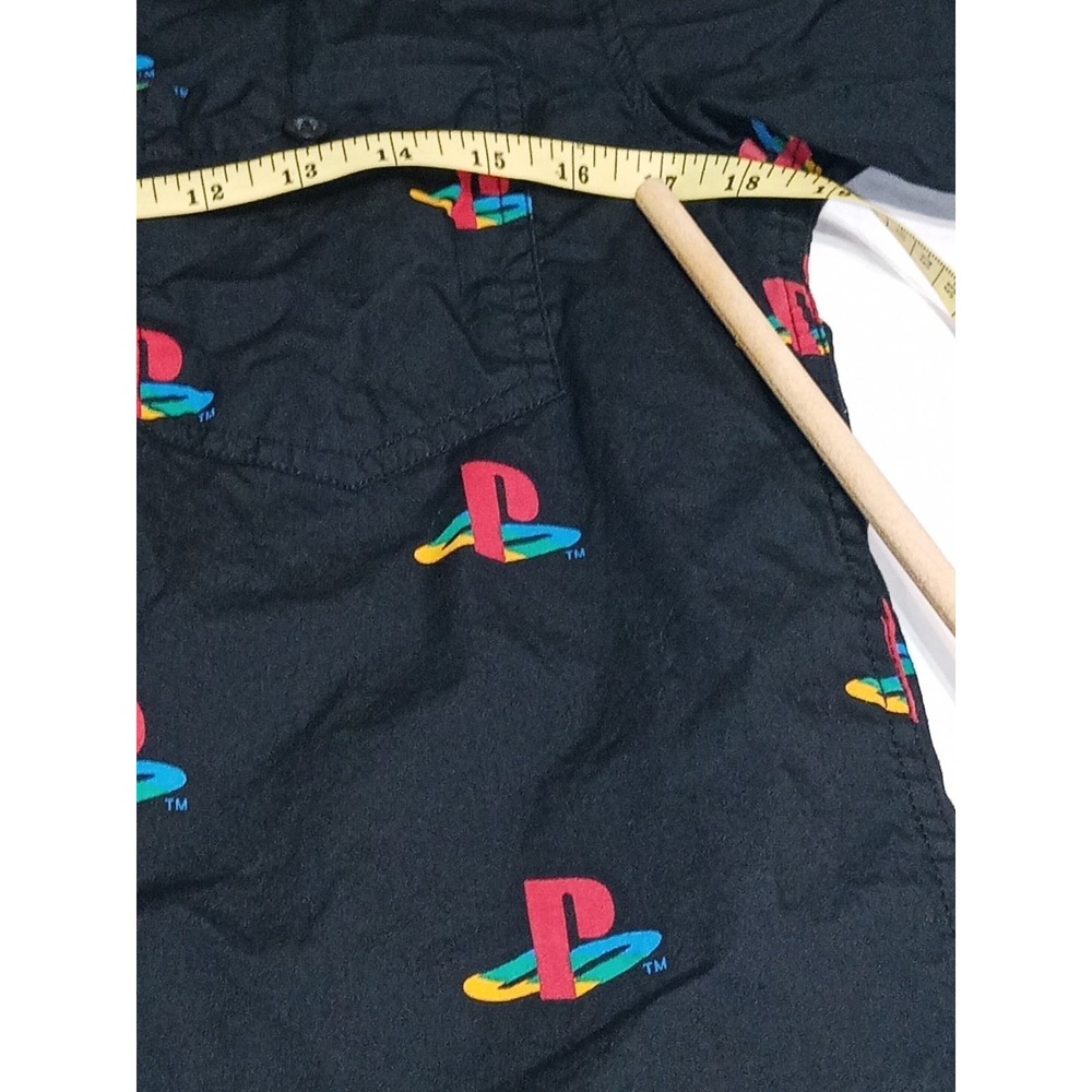 PlayStation Logo Button Down Shirt Mens Small Black All Over Print Gamer - Picture 5 of 8